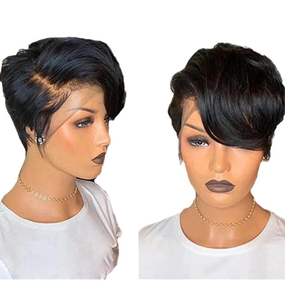 Front Lace Small Curly Female Fiber Wig Short Straight Hair