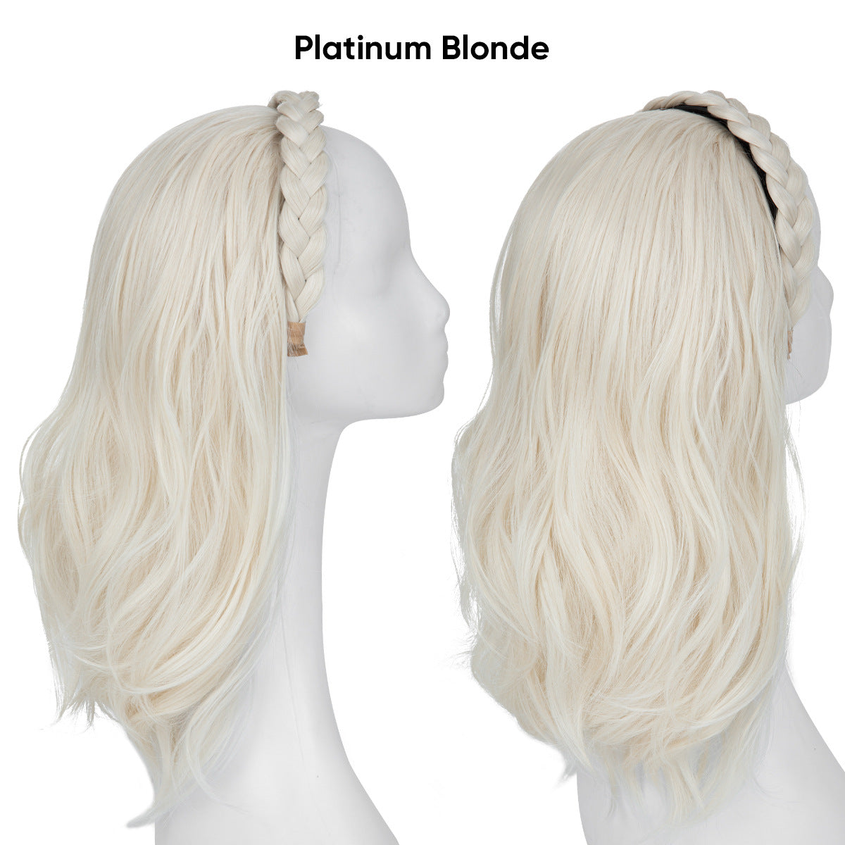 Women's Half Headgear Extension Makes Face Look Smaller Fiber Three-strand Braid Wig Long Curls