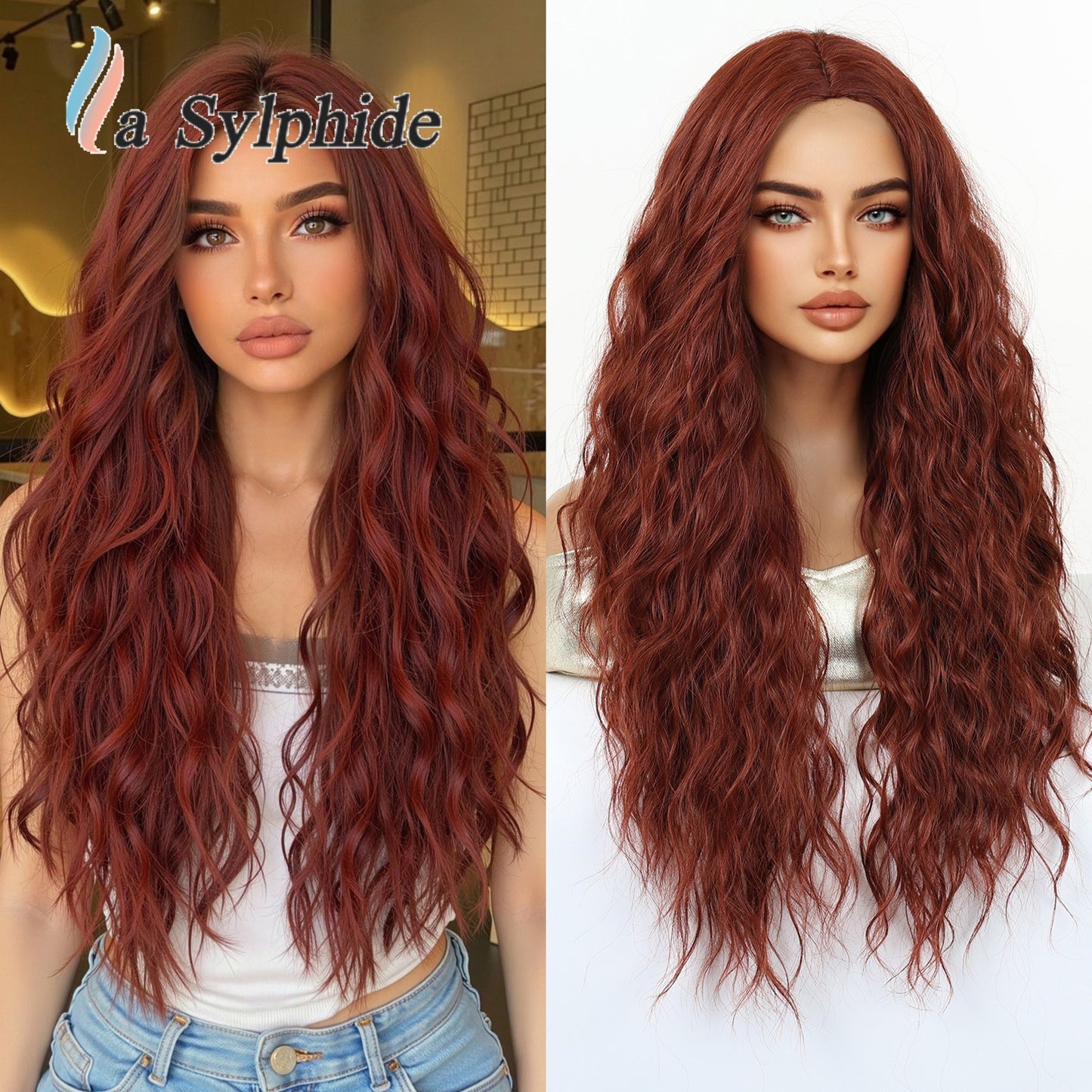 Braid Dark Brown Gradient Medium Curly Hair Fiber Chemical Wig Long Curls