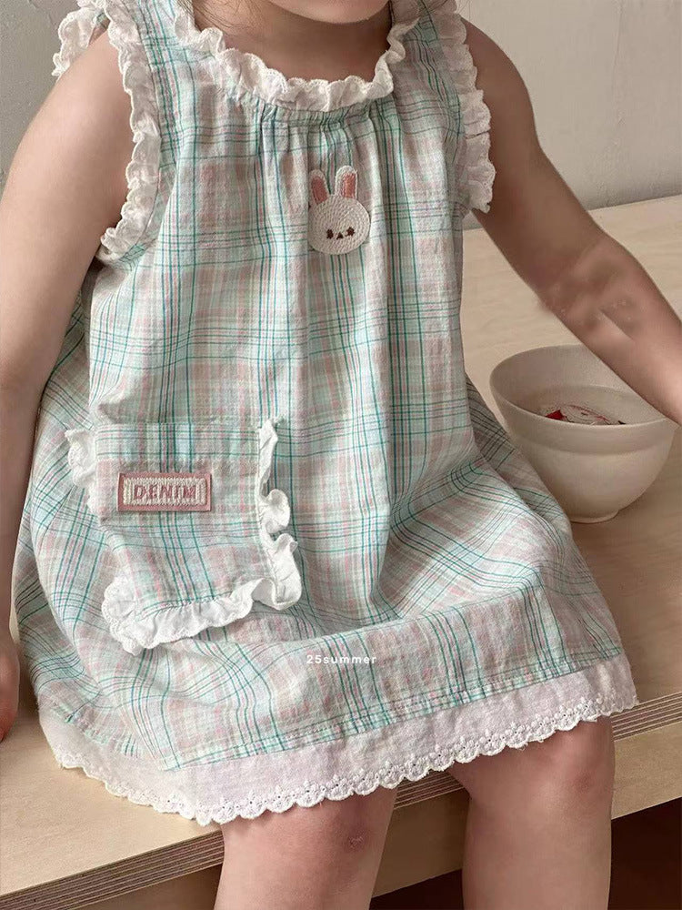 Skirt Summer Lace Vest Western Style Cute Children's Dress