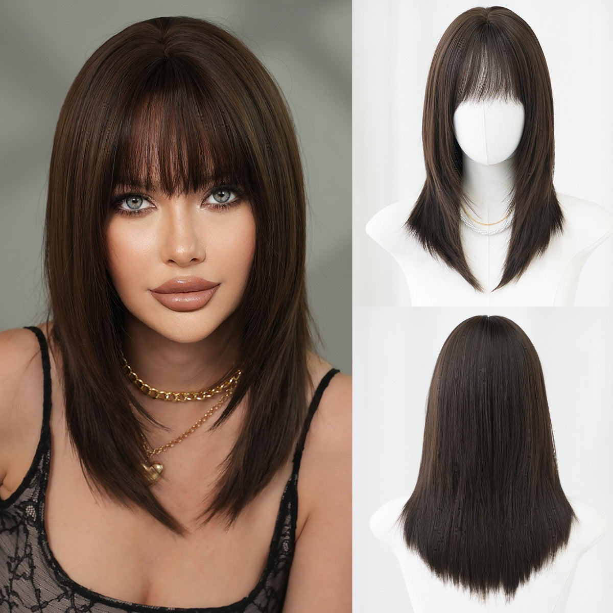 Women's Natural Hair High-level Artificial Hairstyle Bangs Long Straight Wig