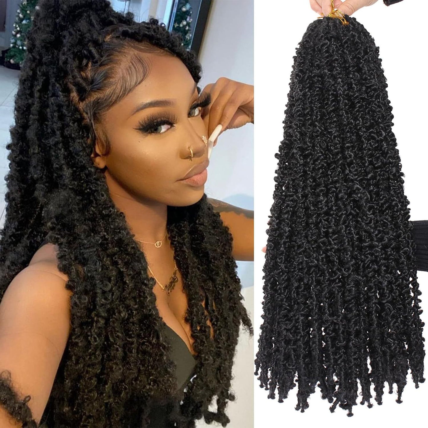 African Dreadlocks Hair Extensions Butterfly Crochet Long Straight Wig