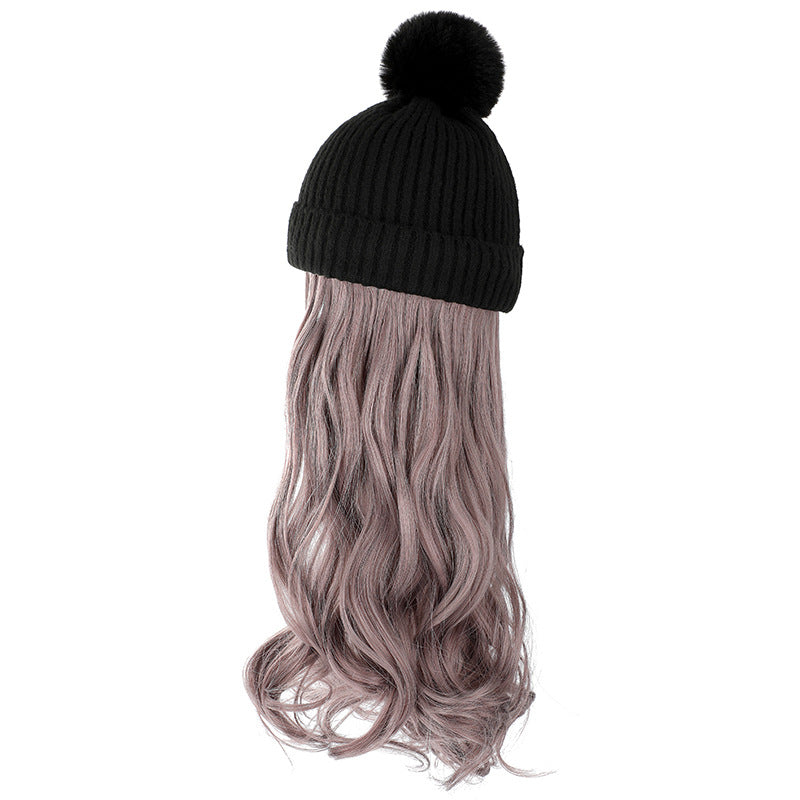 Hat Curly Hair Removable Fashion Woolen Natural Wig Long Curls