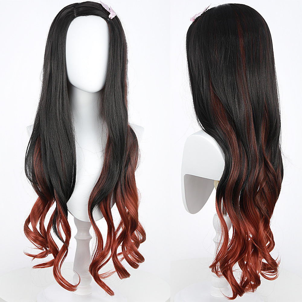 Anime Stove Door Dyed Gradient Long Hair Head Cos Wig
