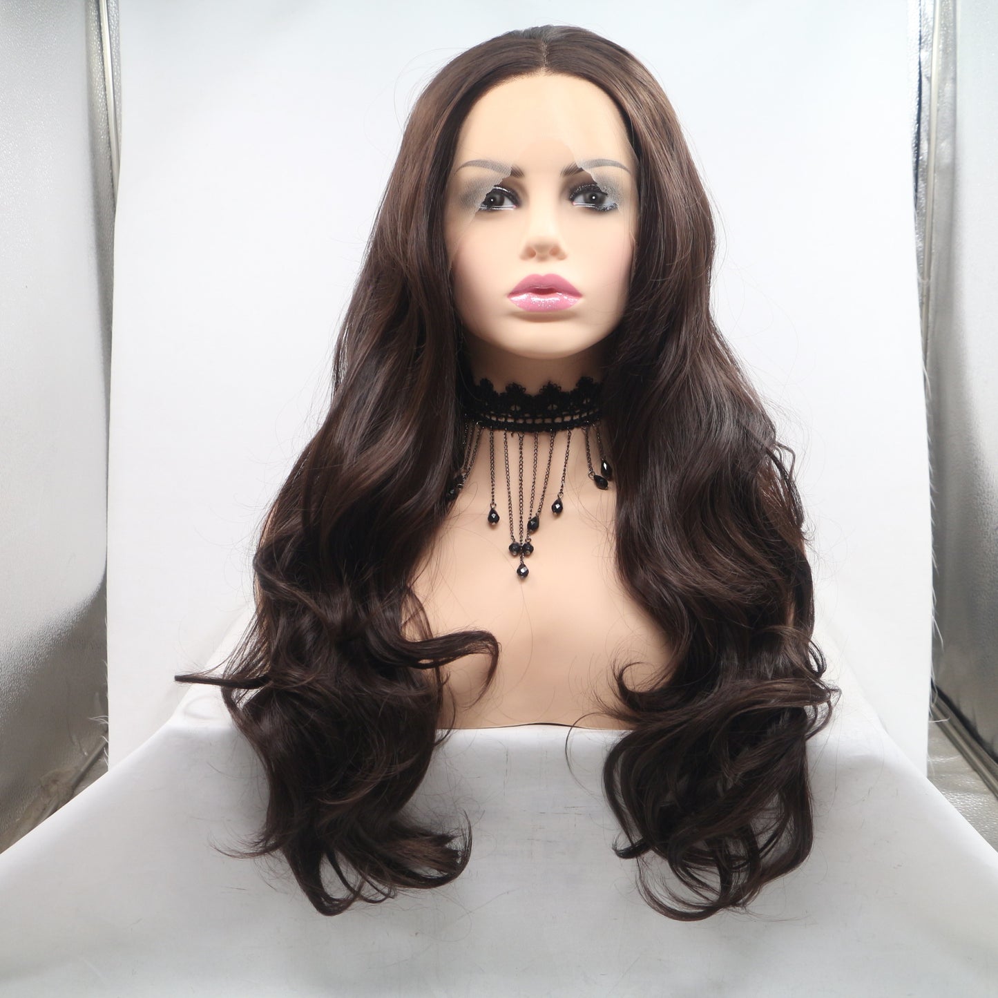 Forehead Lace Curly Hair Chemical Fiber Female Full Top Simulation Wig Long Curls