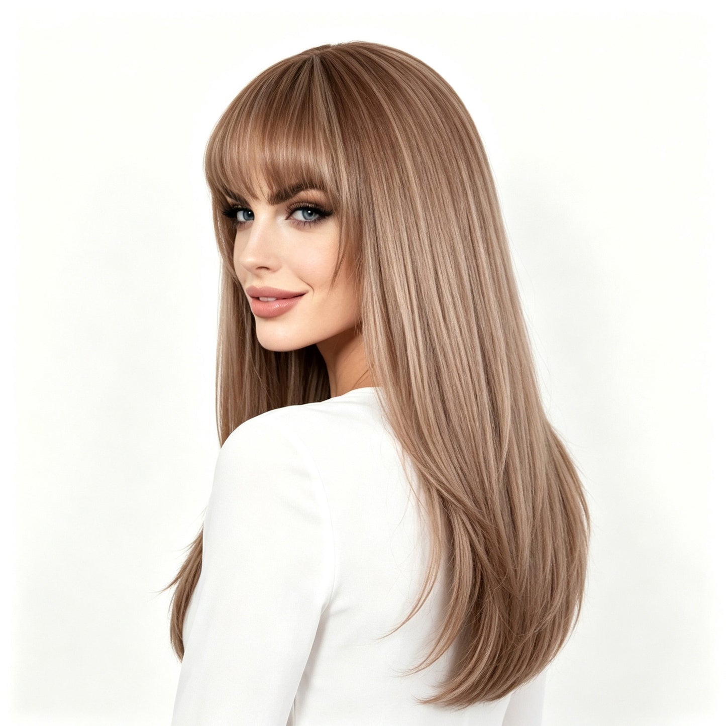 Women's Mid-point Dyed Fiber Head Cover Light Long Straight Wig