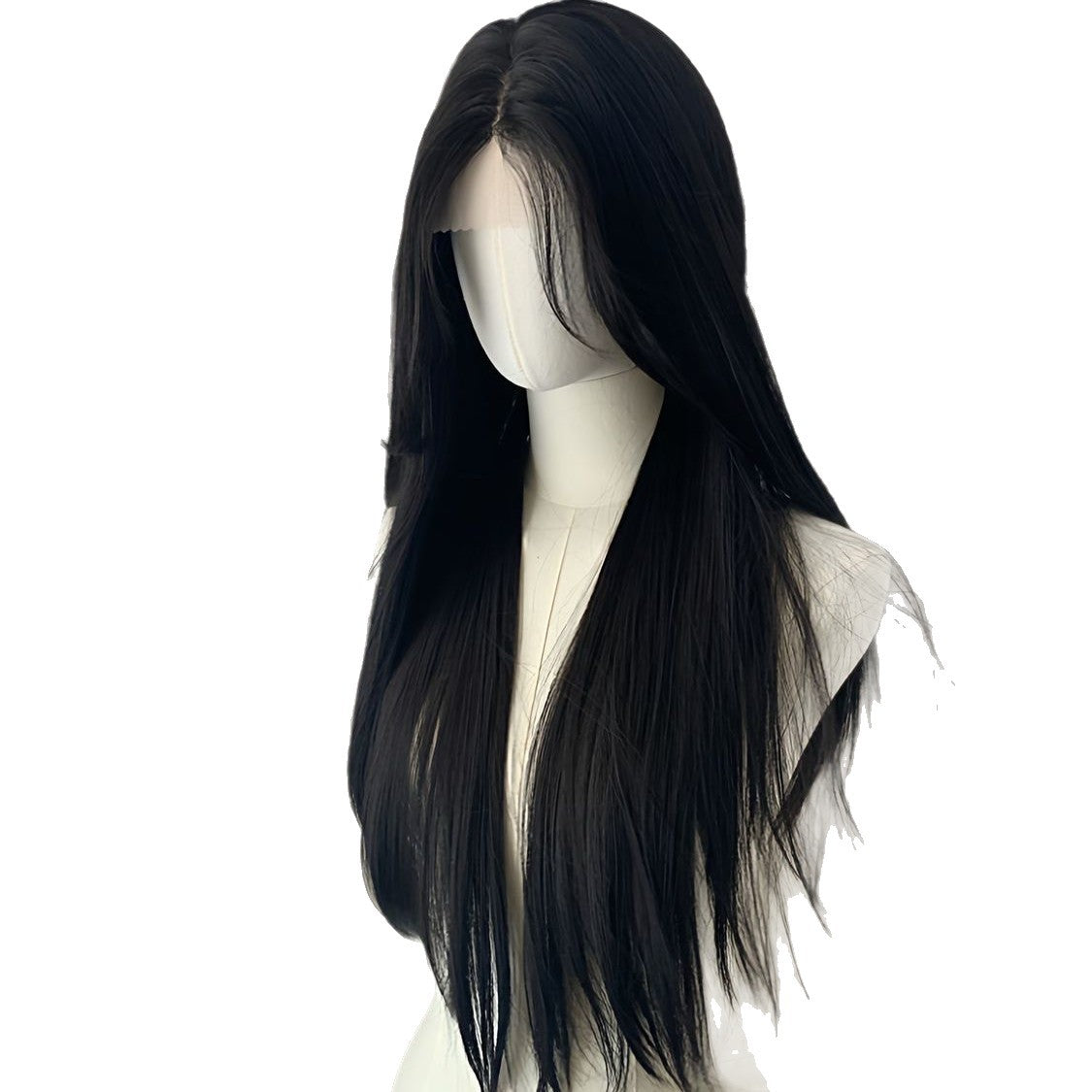 Women's Black Small Lace Bangs Hair Daily Universal Hand Long Straight Wig