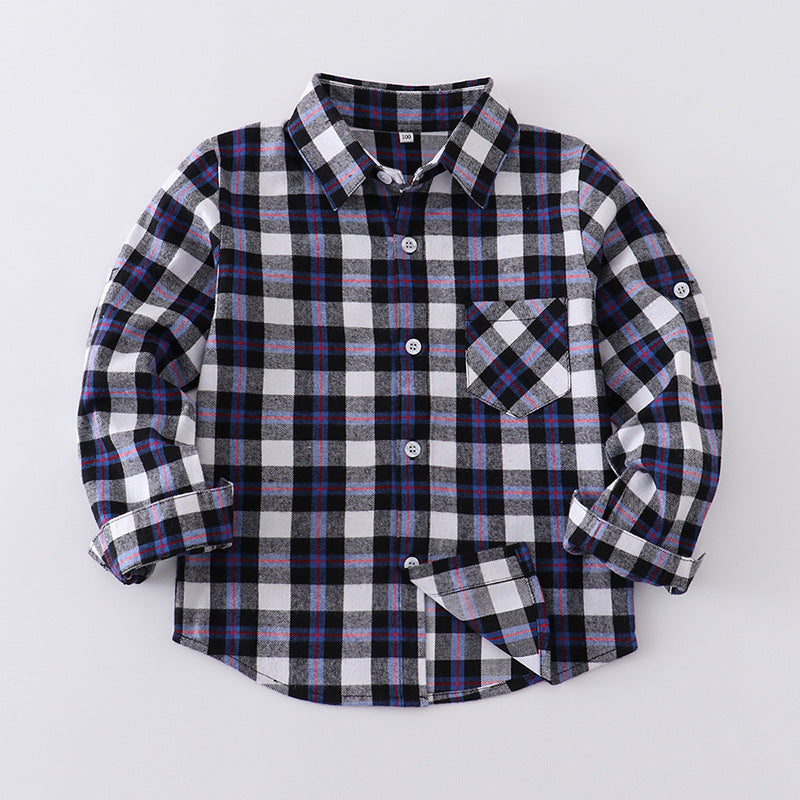 Children's Long-sleeved Plaid Korean Casual Cotton Trendy Western Children's Shirt