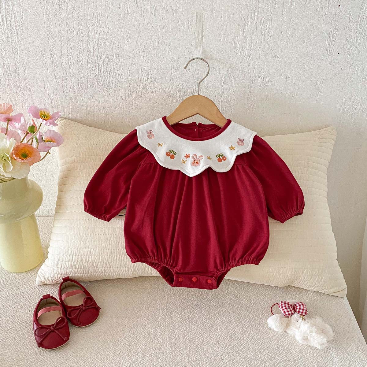 Clothes Fashionable Embroidery Doll Collar Jumpsuit Bag Jumpsuit, Climbing Suit