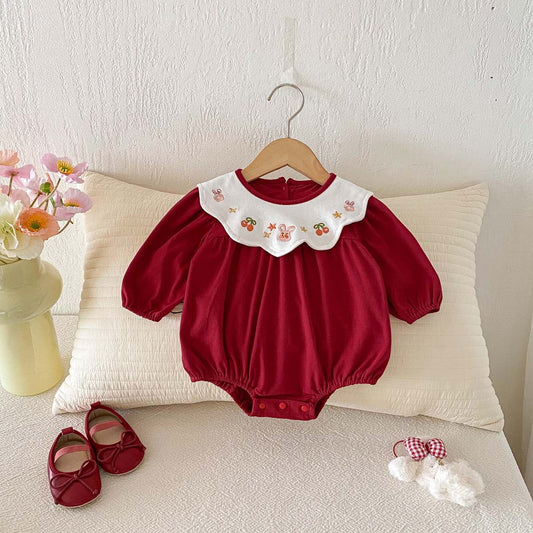 Clothes Fashionable Embroidery Doll Collar Jumpsuit Bag Jumpsuit, Climbing Suit