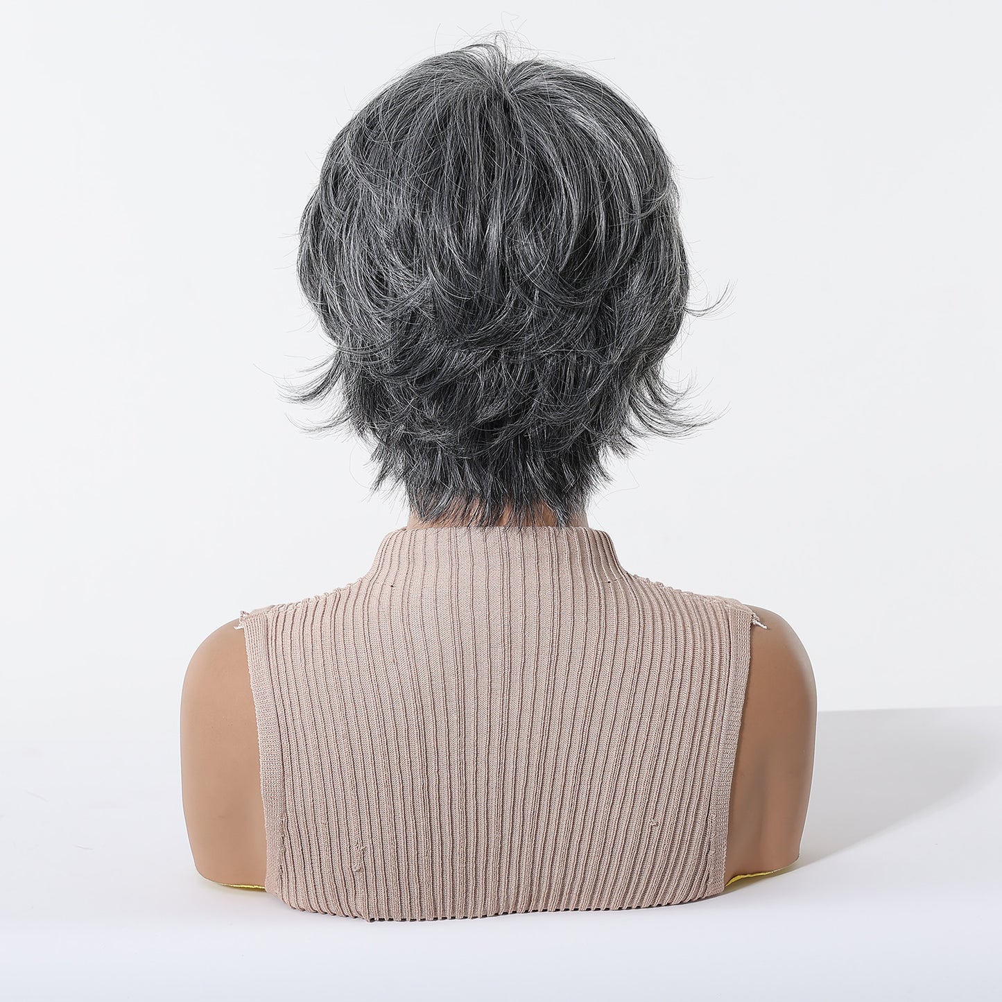Stylish Sier Gray Grandma Chemical Fiber Wig Short Straight Hair