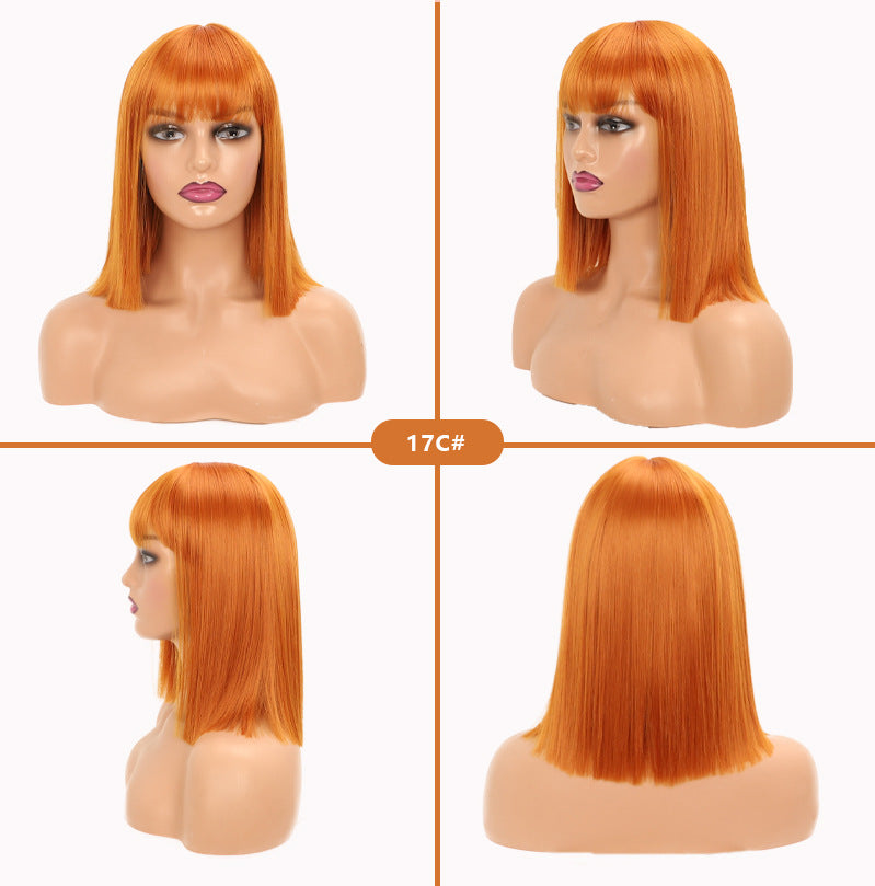 Collarbone Length Haircut Head Chemical Fiber Wig Short Straight Hair