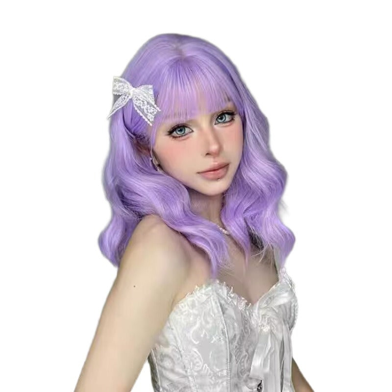 Fashion Female Purple Straight Bangs Wave Whole Head Cos Wig