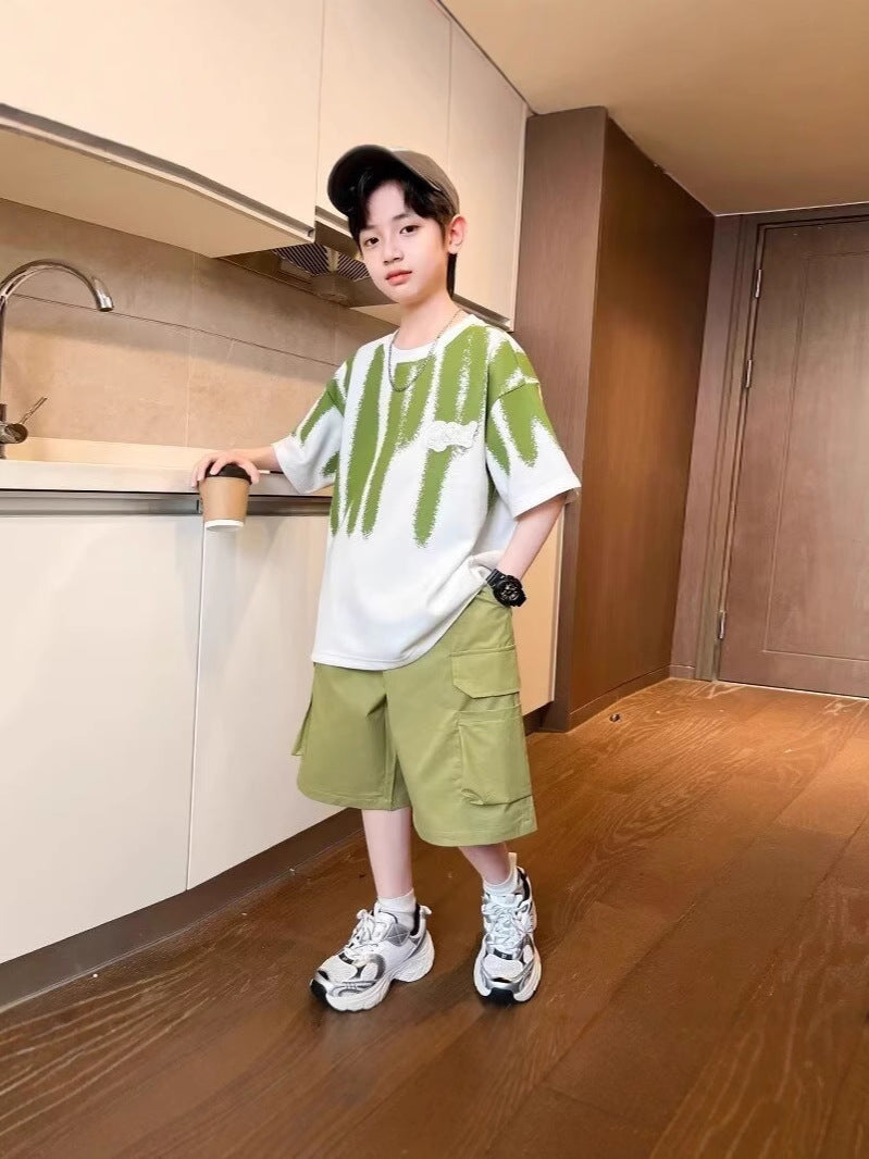 Children's Boy Thin Type Loose Half Sleeve Children's Suit