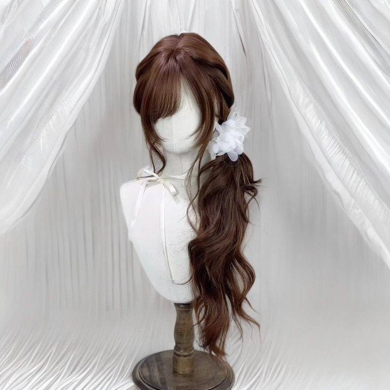 Early Style Chocolate Brown Curly Hair Gentle Sweet Wig Long Curls