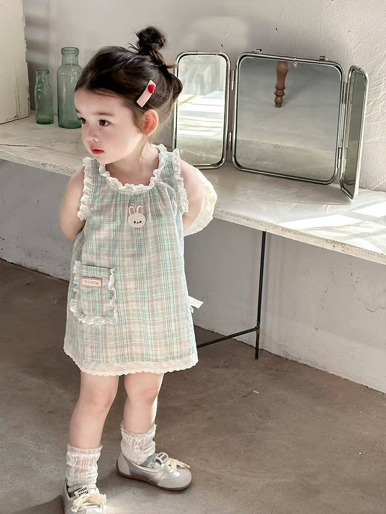 Skirt Summer Lace Vest Western Style Cute Children's Dress
