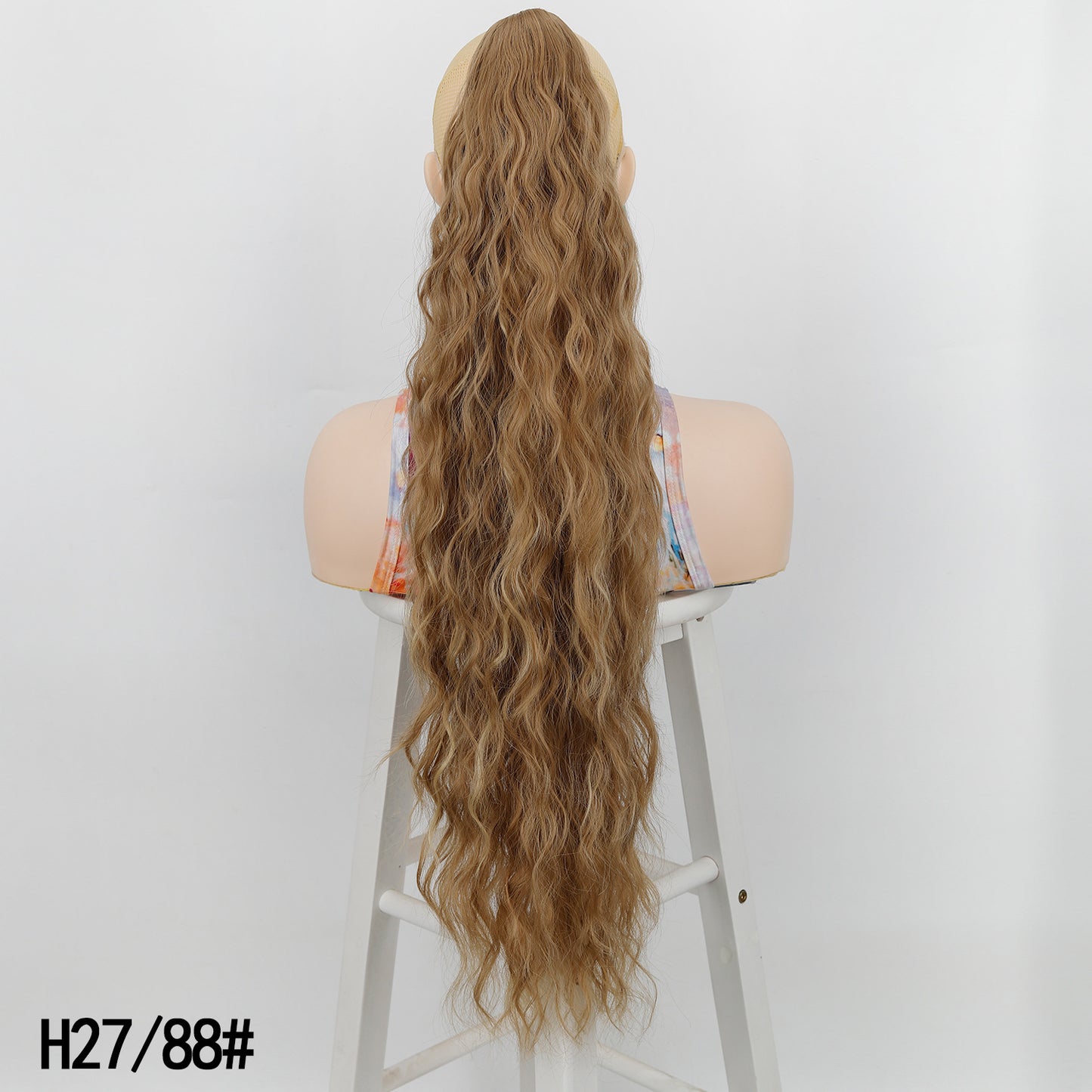 Women's Water Ripple Fluffy Long Curly Hair Chemical Fiber Silk Height Wig Ponytail