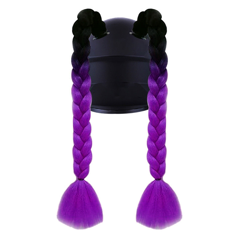 Helmet Braid Color Double Twist Decoration Electric Wig Ponytail