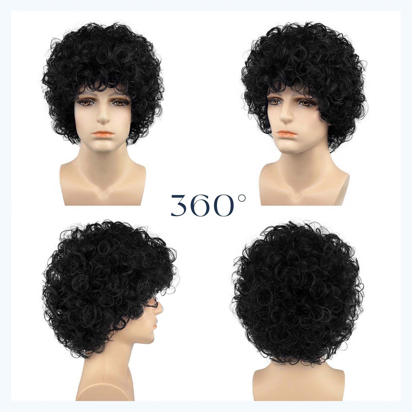 Men's African Small Hood Fluffy Natural Wig Short Curly Hair