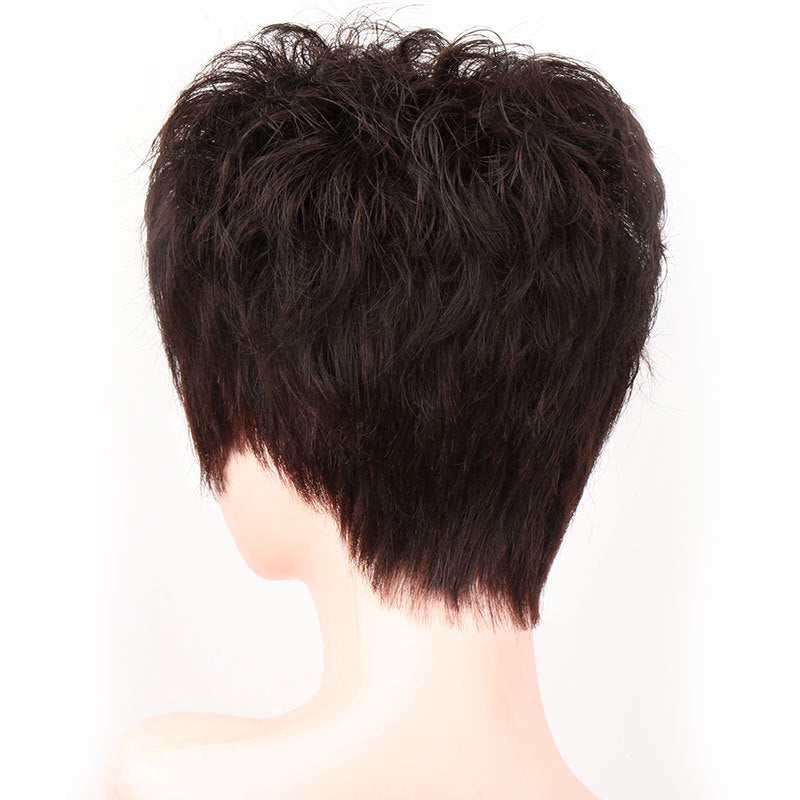 Handmade Perm Human Mother Short Curly Real Hair Wig
