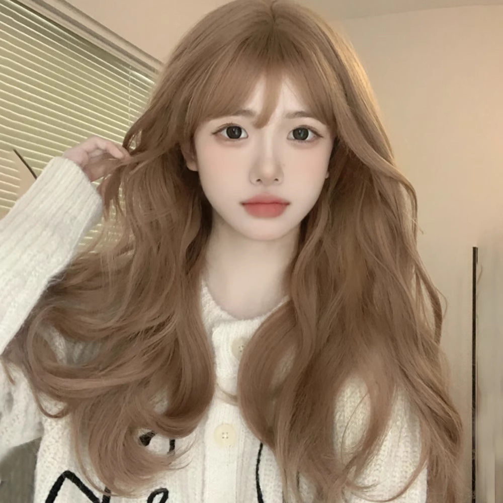 Ponytail Star Female Cold Brown Hair Big Wig Long Curls