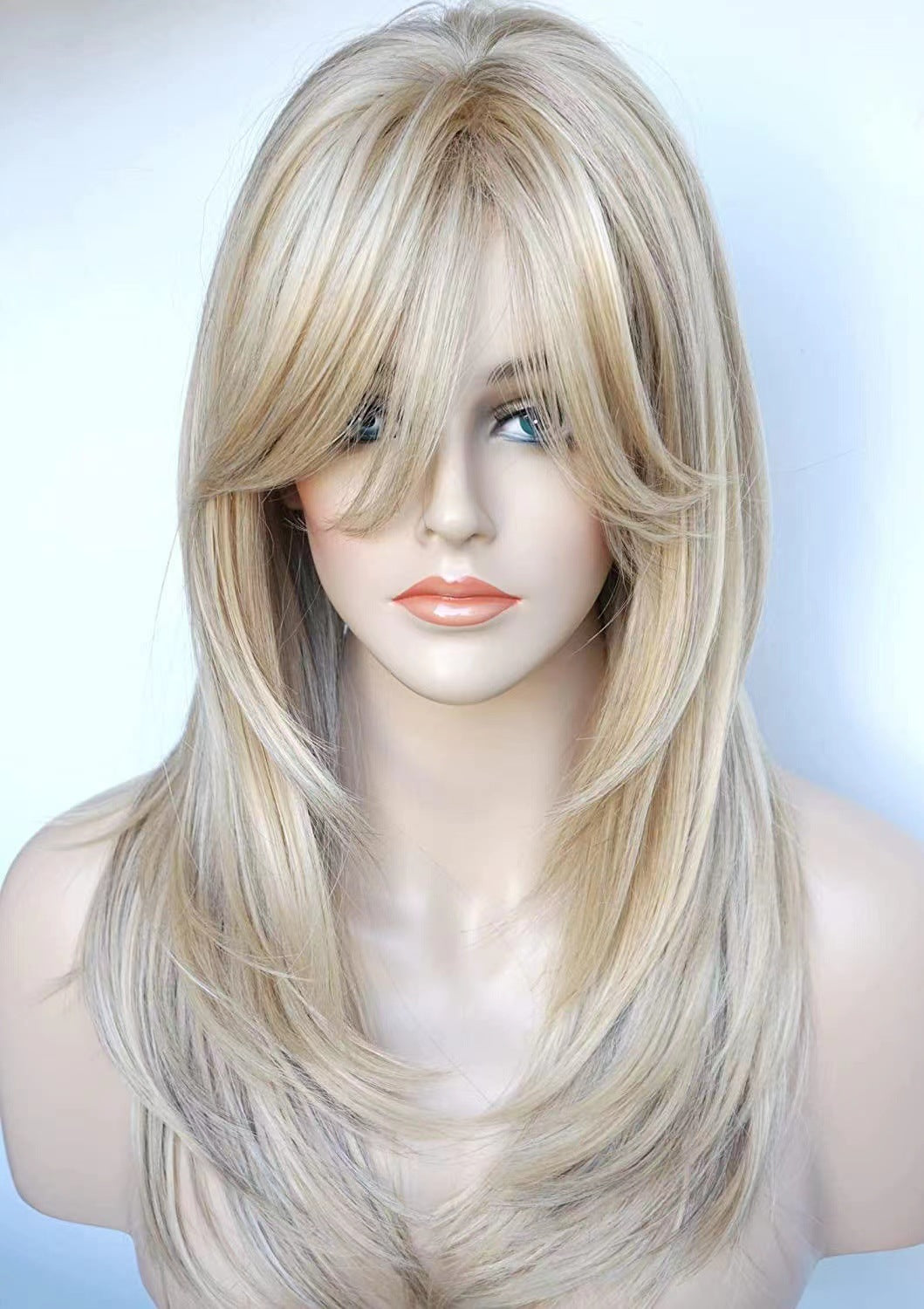 Women's Fashion Synthetic Wigs Brown Straight Hair Wig Long Curls