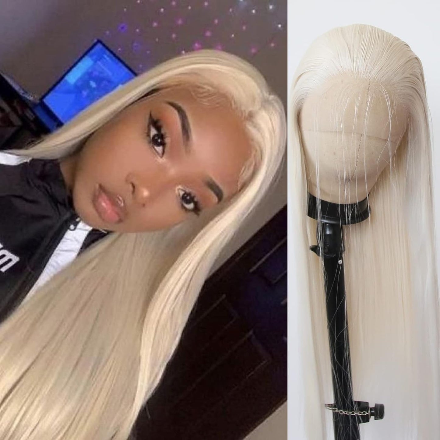 Women's Front Lace Natural Simulation Hair Chemical Long Straight Wig