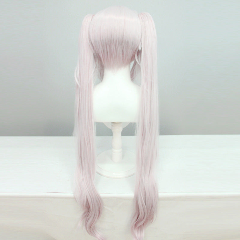 Of Victory Alice Light Pink White Double Ponytail Curly Hair Cos Wig
