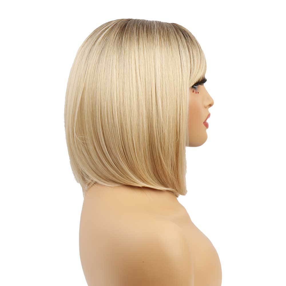 Trendy Female Gradient Wave Chemical Fiber Wig Short Straight Hair