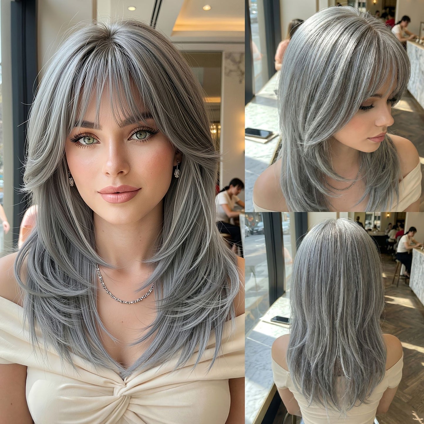 Gradient Gold Realistic Micro Roll Sexy Wig Long Curls
