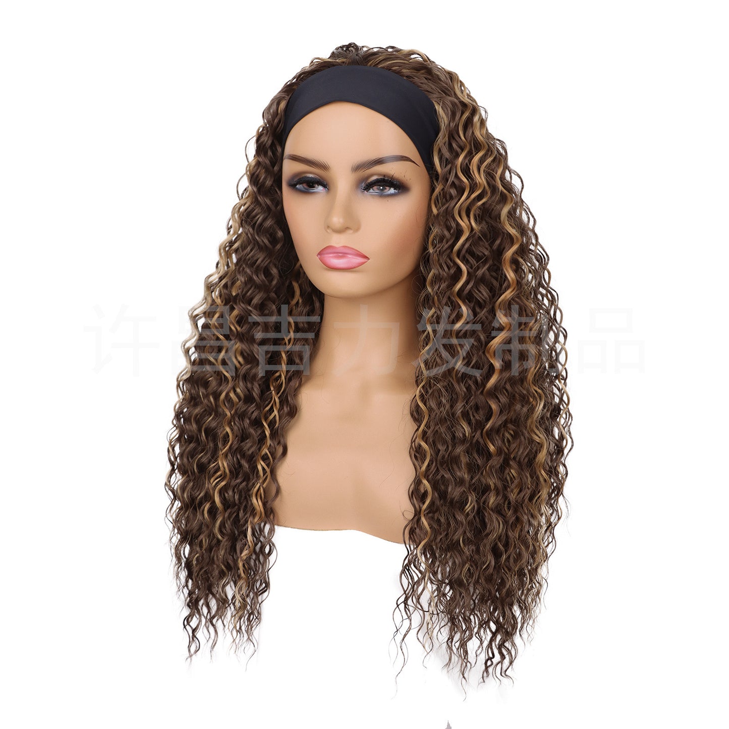 Hair Band Color Curly African Small Turban Head Wig Long Curls