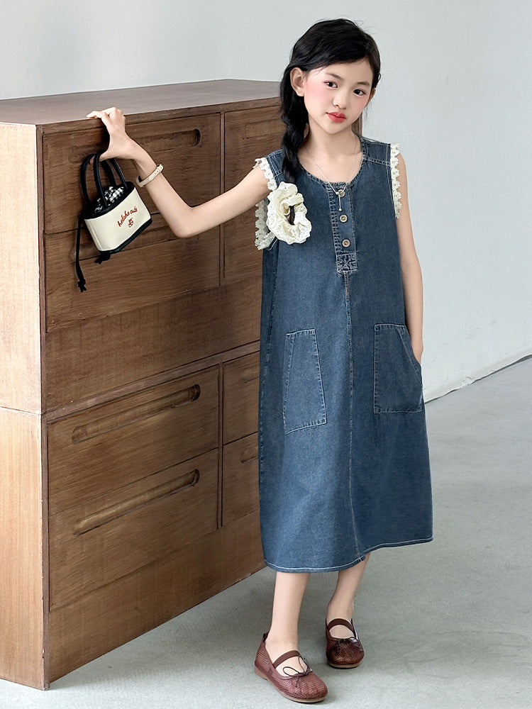 Children's Vest Middle Big Korean Style Sleeveless Children's Dress