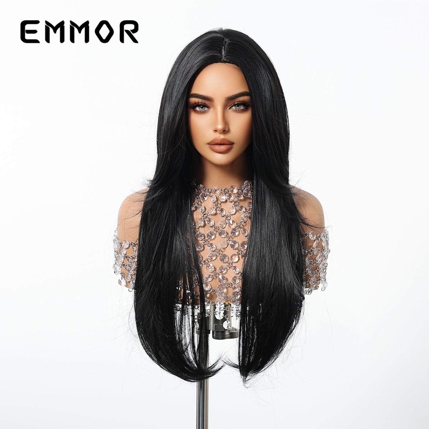Women's Hair Mid-length Black High-level Temperament Face Trimming Long Straight Wig