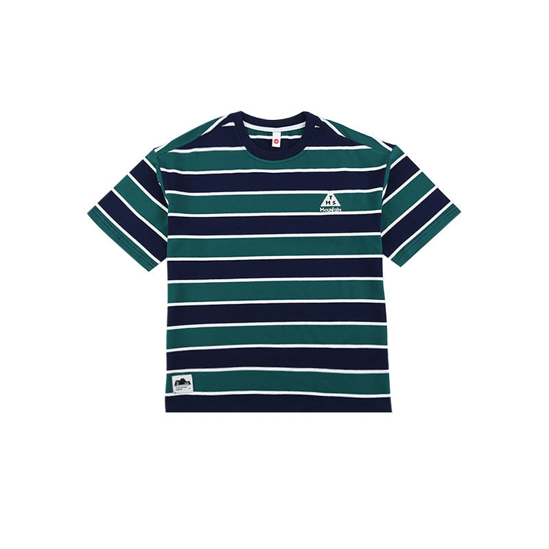 Children's Striped Short-sleeved Summer Loose Soft Half-sleeved Middle Big Round Neck Children's T-shirt