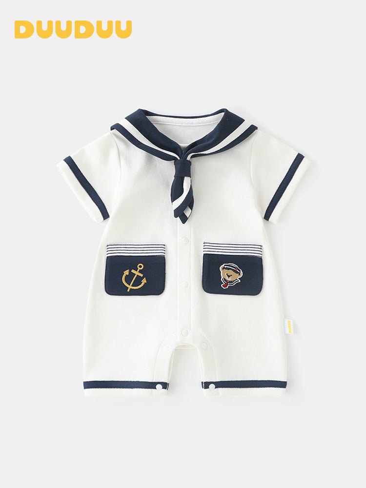 Navy Style Summer Romper Thin Clothes Class Born Rompers Jumpsuit, Climbing Suit