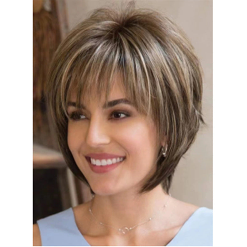 Women's Various Styles Light Golden Brown Curly Wig Short Straight Hair
