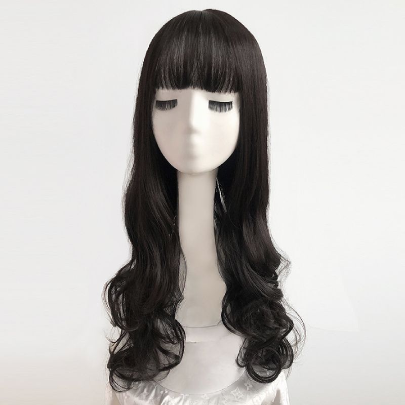 Net Female Curly Hair Air Bangs Wig Long Curls