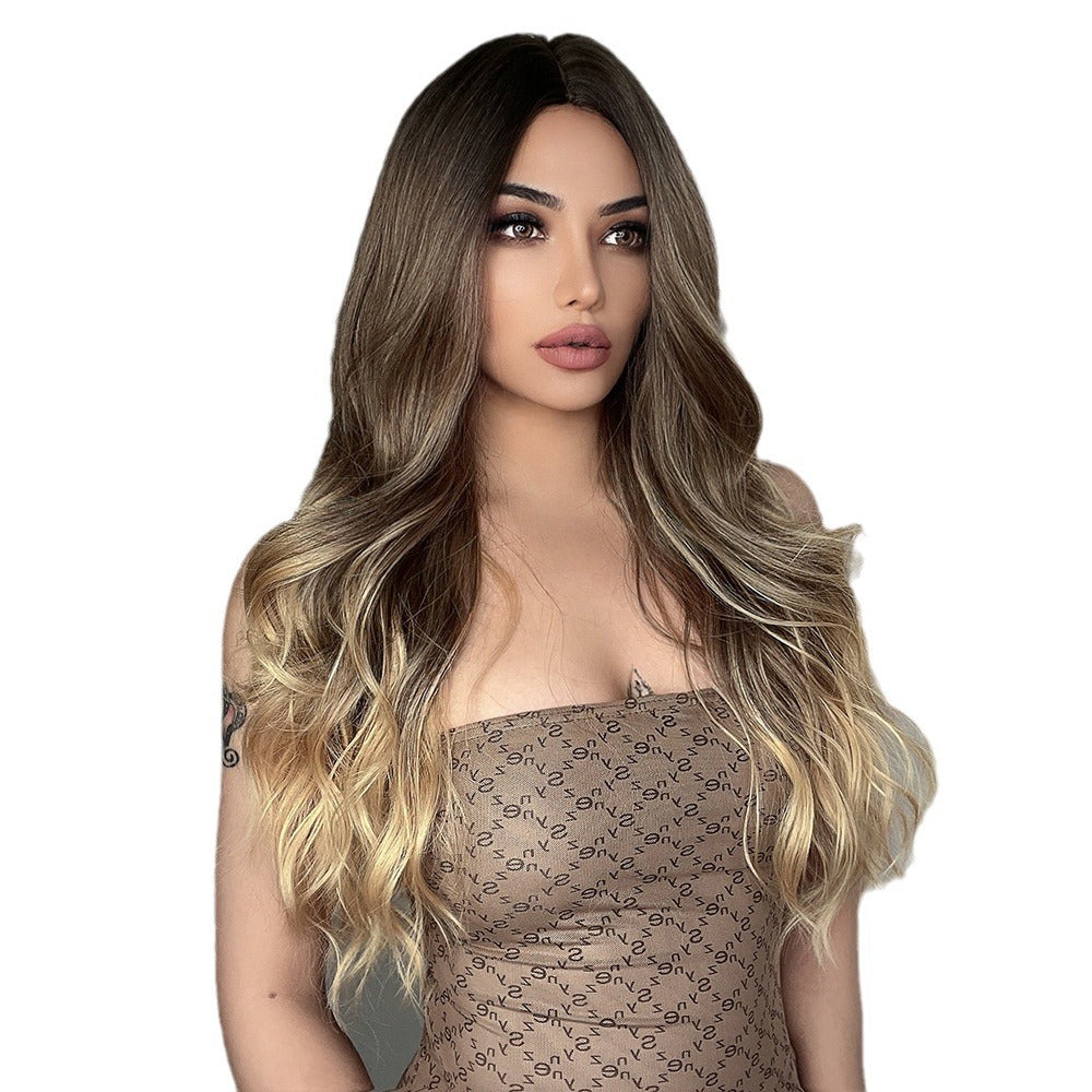 Women's Mid-length Curly Fiber Optional Fluffy Hair Wig Long Curls