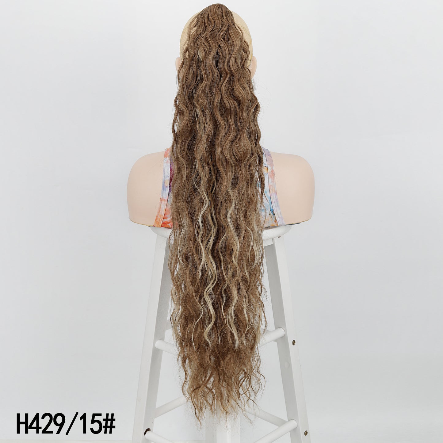Women's Water Ripple Fluffy Long Curly Hair Chemical Fiber Silk Height Wig Ponytail
