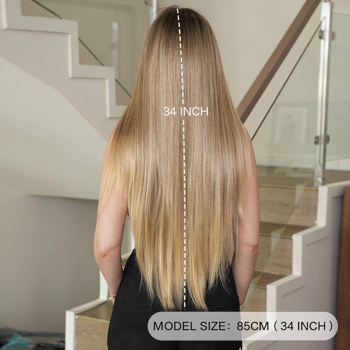 Women's Hair Nordic Natural Gold Gradient Chemical Long Straight Wig