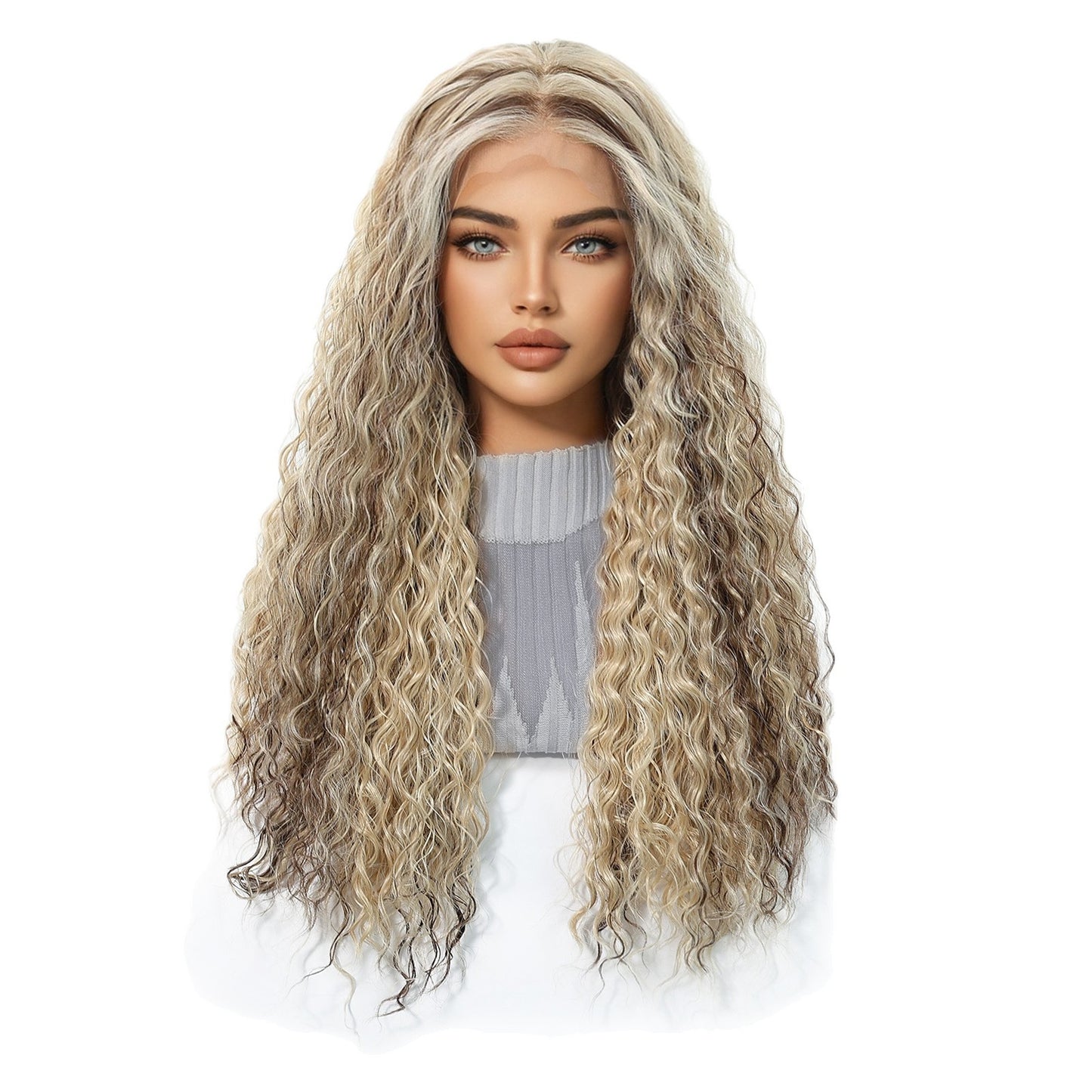 Small Curly Forehead Lace Mid-length Hair Wig Long Curls