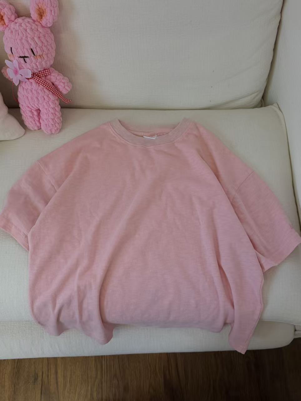 Women's & Men's Summer Simplicity Profile Embroidered Letter Slub Cotton Candy Color Short Children's T-shirt