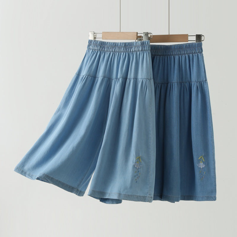 Children's Thin Cool Small Teen Wide Leg Imitation Denim Children's Pants
