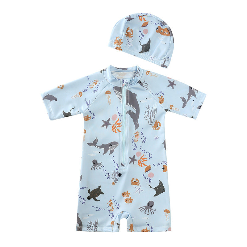 Children's Clothing Zipper One-piece Beach Swimsuit Boys Jumpsuit, Climbing Suit