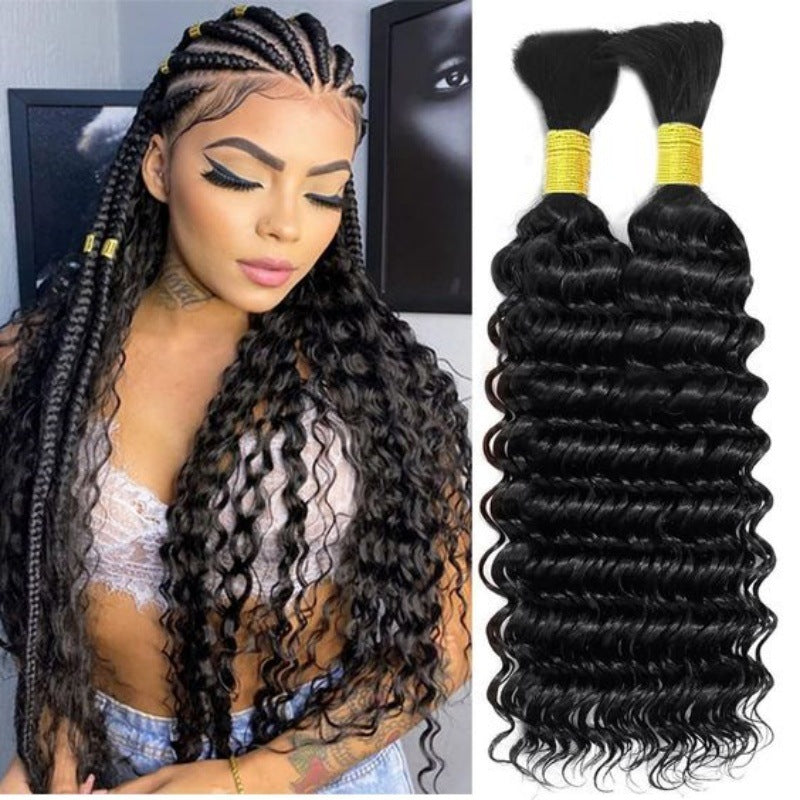 Hair Bulk Natural Color Seamless Extension Wig Long Curls