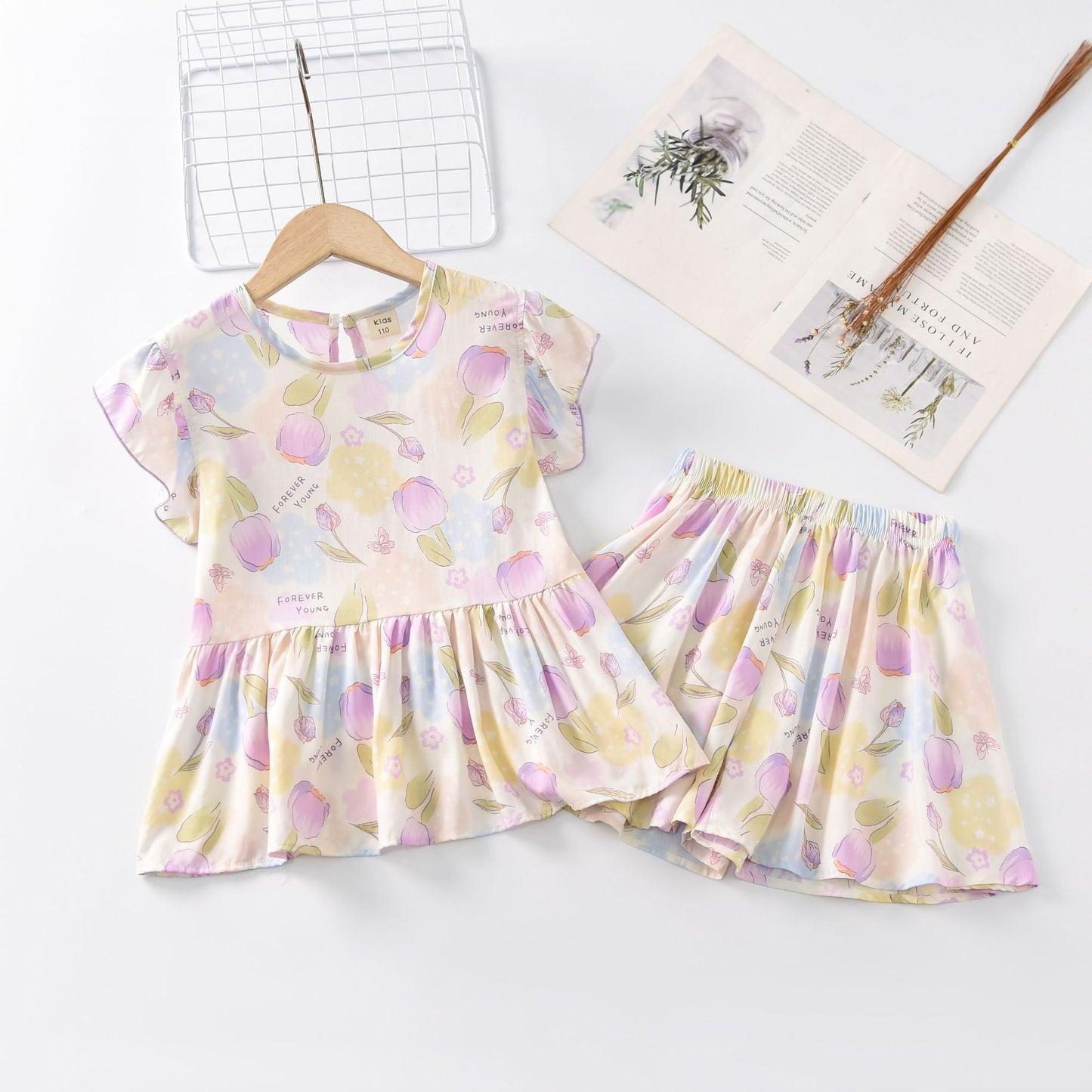 Children's Cool Summer Vest Shorts Poplin Pajamas Artificial Cotton Children's Suit