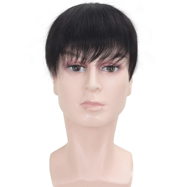 Men's Real Hair Hand-woven Piece Invisible Realistic Natural Breathable Bald Simulation Men's Wig