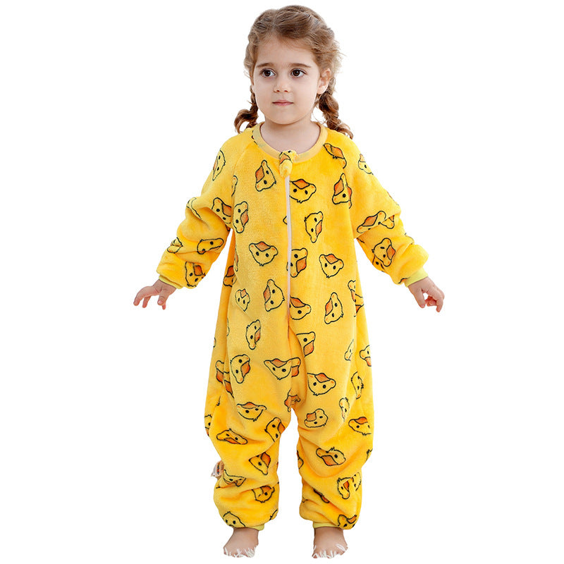 Children's Cute Flannel Jumpsuit Infant Toddler Cartoon Crawling Christmas Jumpsuit, Climbing Suit