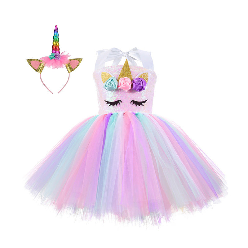 Unicorn Halloween Costume Princess With Lining Children's Dress