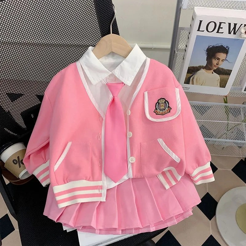 Children's Skirt Korean College Style Trendy Three-piece Children's Suit